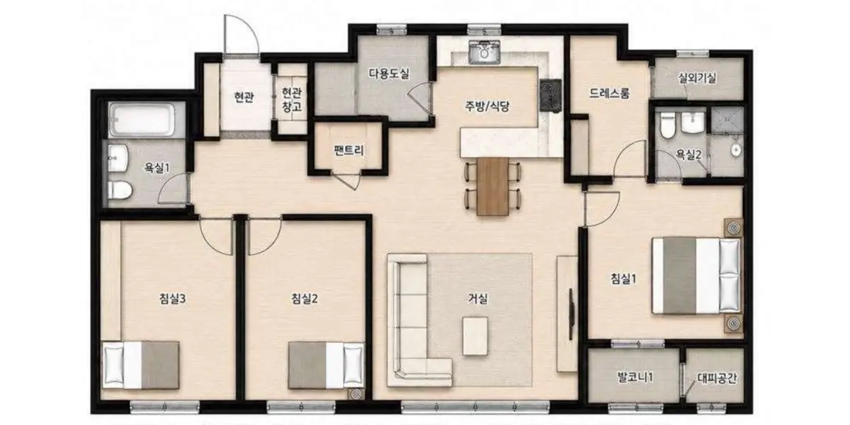 전용면적 84A타입 설계도면